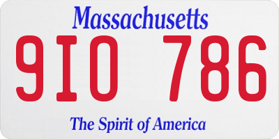 MA license plate 9IO786