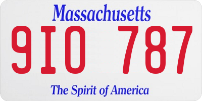 MA license plate 9IO787
