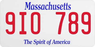 MA license plate 9IO789