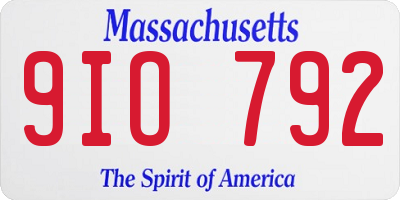 MA license plate 9IO792