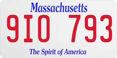 MA license plate 9IO793