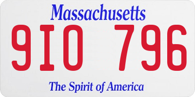 MA license plate 9IO796