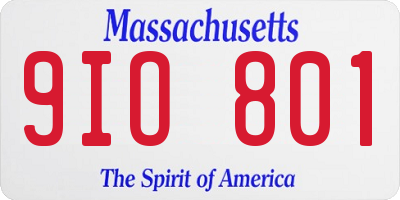 MA license plate 9IO801