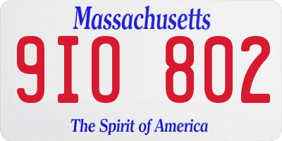 MA license plate 9IO802