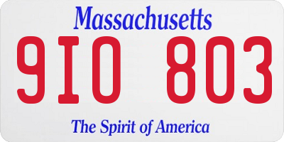 MA license plate 9IO803