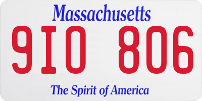 MA license plate 9IO806