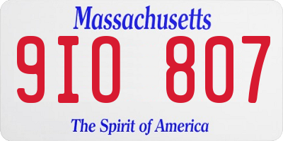 MA license plate 9IO807