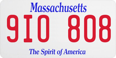 MA license plate 9IO808