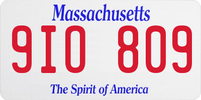 MA license plate 9IO809