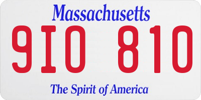 MA license plate 9IO810