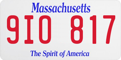 MA license plate 9IO817