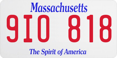 MA license plate 9IO818