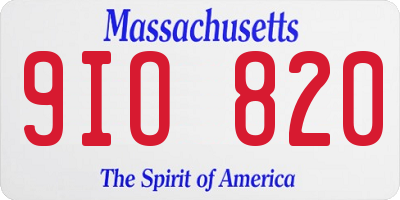 MA license plate 9IO820