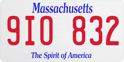 MA license plate 9IO832