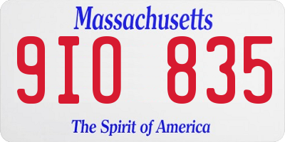 MA license plate 9IO835