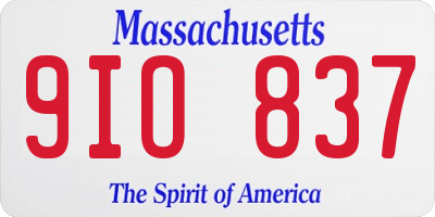 MA license plate 9IO837