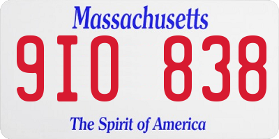 MA license plate 9IO838