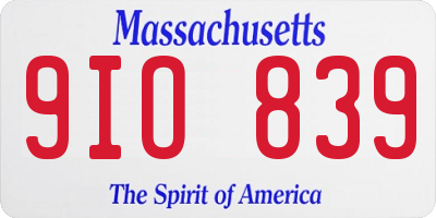 MA license plate 9IO839