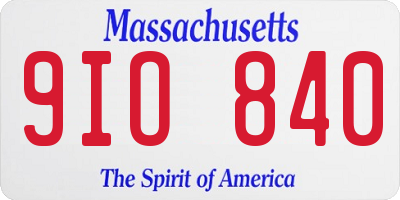 MA license plate 9IO840