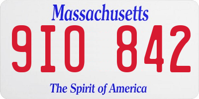 MA license plate 9IO842