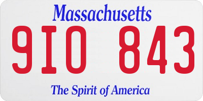 MA license plate 9IO843