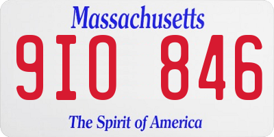 MA license plate 9IO846