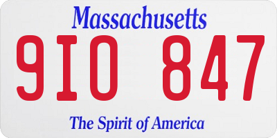 MA license plate 9IO847