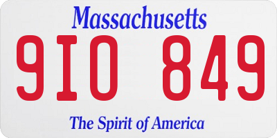 MA license plate 9IO849