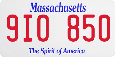 MA license plate 9IO850