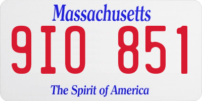 MA license plate 9IO851