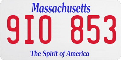 MA license plate 9IO853