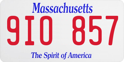 MA license plate 9IO857