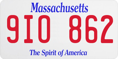 MA license plate 9IO862