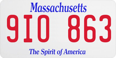 MA license plate 9IO863
