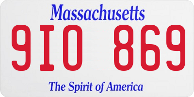 MA license plate 9IO869