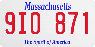 MA license plate 9IO871