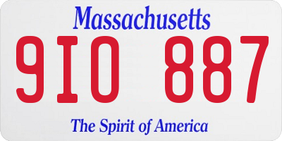 MA license plate 9IO887