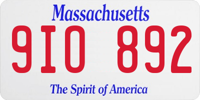 MA license plate 9IO892