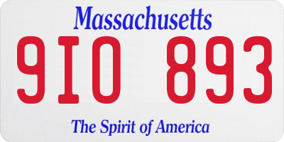 MA license plate 9IO893