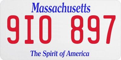 MA license plate 9IO897