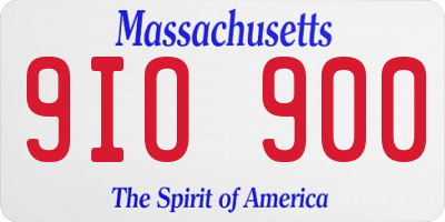 MA license plate 9IO900