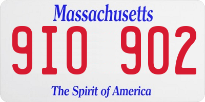 MA license plate 9IO902