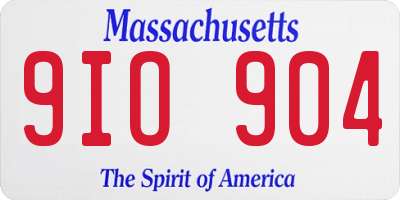 MA license plate 9IO904