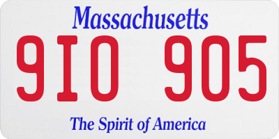 MA license plate 9IO905