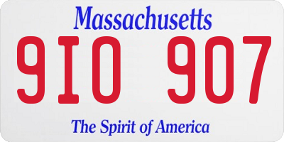 MA license plate 9IO907