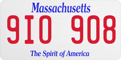 MA license plate 9IO908