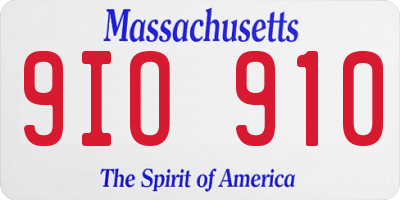 MA license plate 9IO910