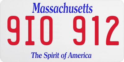 MA license plate 9IO912