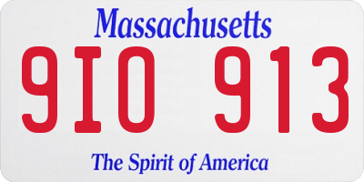 MA license plate 9IO913