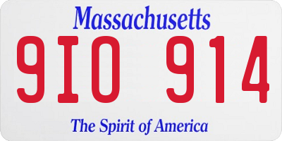 MA license plate 9IO914